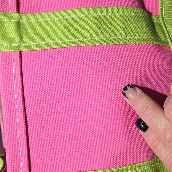 NWT L.L. Bean Boat And Tote Canvas Bag Colorblock Pink Green - Picture 10 of 10
